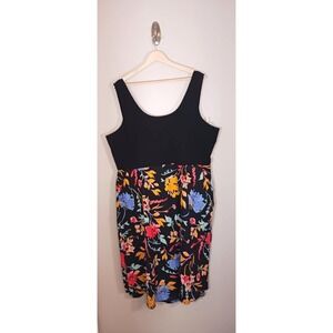 Pact Floral Nightfall Blooms Fit & Flare Tie Back Midi Dress Size 3XL NWT‎